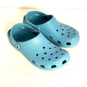 CROCS Classic Clogs Green Blue Unisex Slip On Shoes Mens 8 Womens 10 TINY FLAW